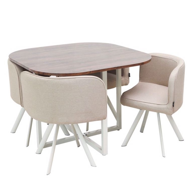 Dutton Set Meja Makan 4 Kursi - Cokelat Furnitur untuk apartemen studio