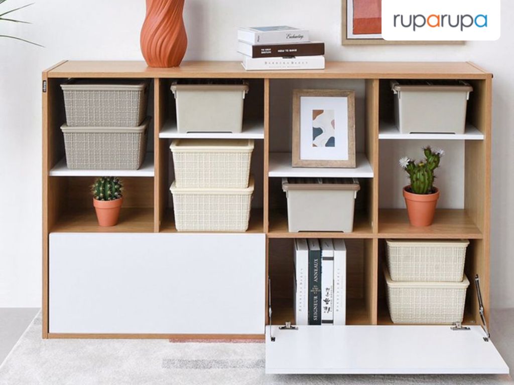 Galvin Rak Buku 4 Tingkat - Putih-oak