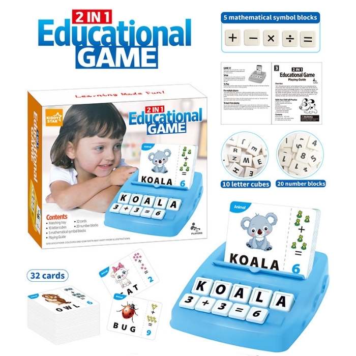 mainan edukasi anak Kidd-educational Game 2 In 1 Blue