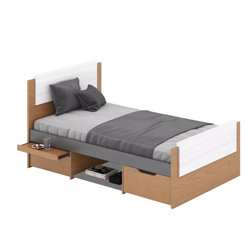 Lucca Tempat Tidur - Abu-abu putih Oak