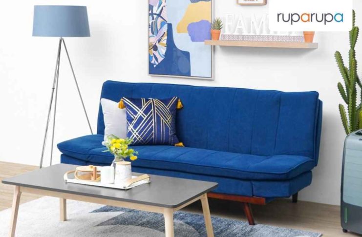 Luisa Sofa Tidur Fabric - Biru