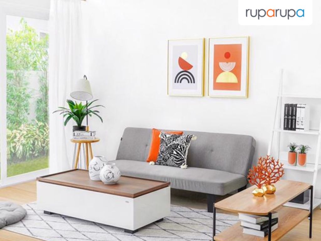 model sofa tidur abu-abu