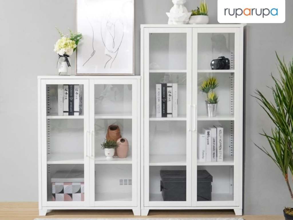 Orla Lemari Pintu Kaca 4 Tingkat - Putih