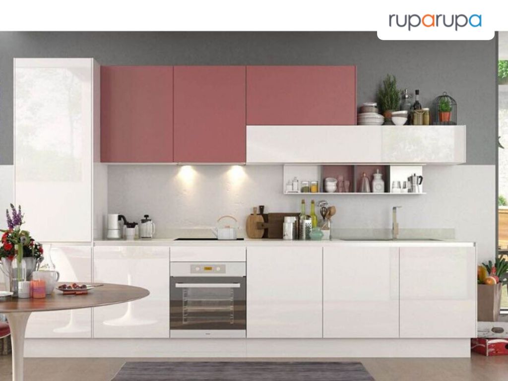 Perrie Kitchen Set I-shape - Merah-putih