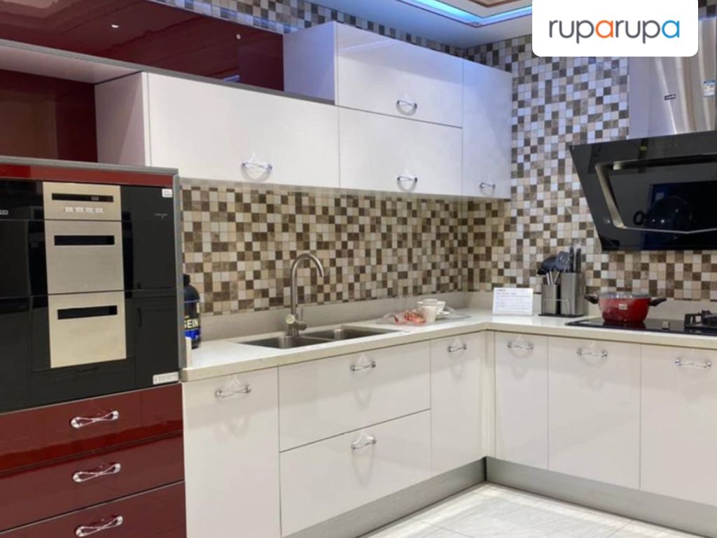 Ridley Kitchen Set L-shape - Merah-putih