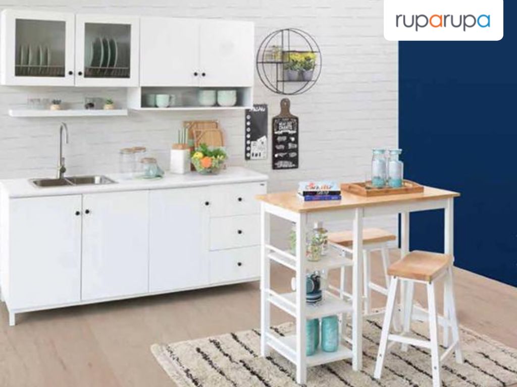 Smith Set Meja Makan 2 Bangku - Putih