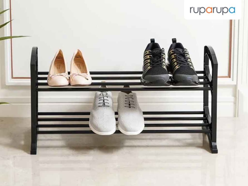 Stora Rak Sepatu Stackable 2 Tingkat - Hitam