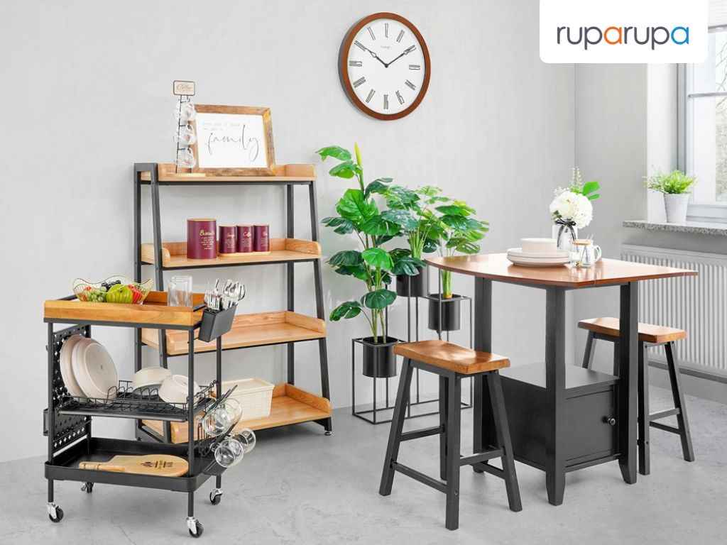 Gunakan troli dapur untuk desain dapur minimalis modern yang berukuran kecil