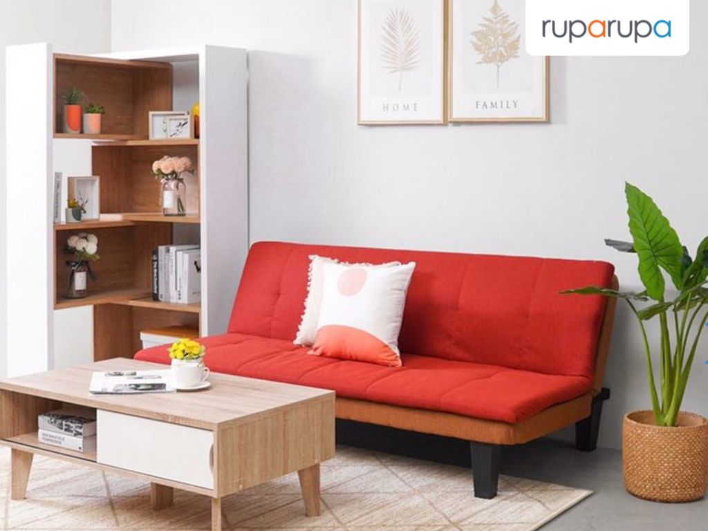 Windsor Sofa Tidur Fabric - Merah Furnitur untuk apartemen studio