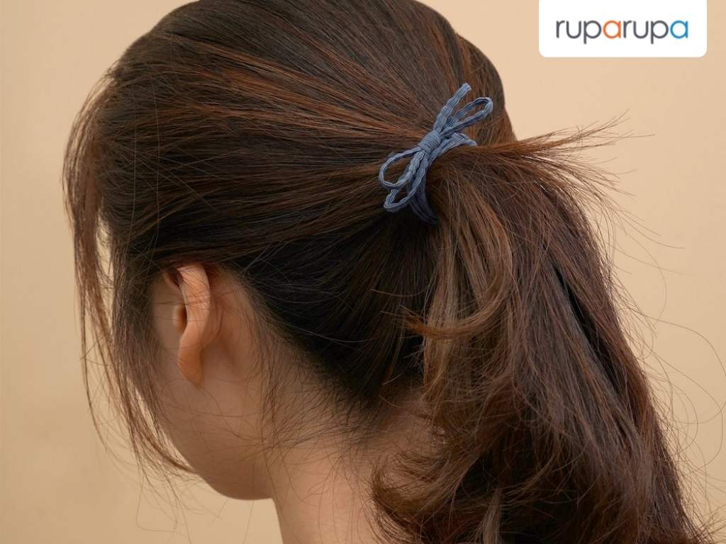 Ataru Ikat Rambut Bow - Biruhitamabu Abu