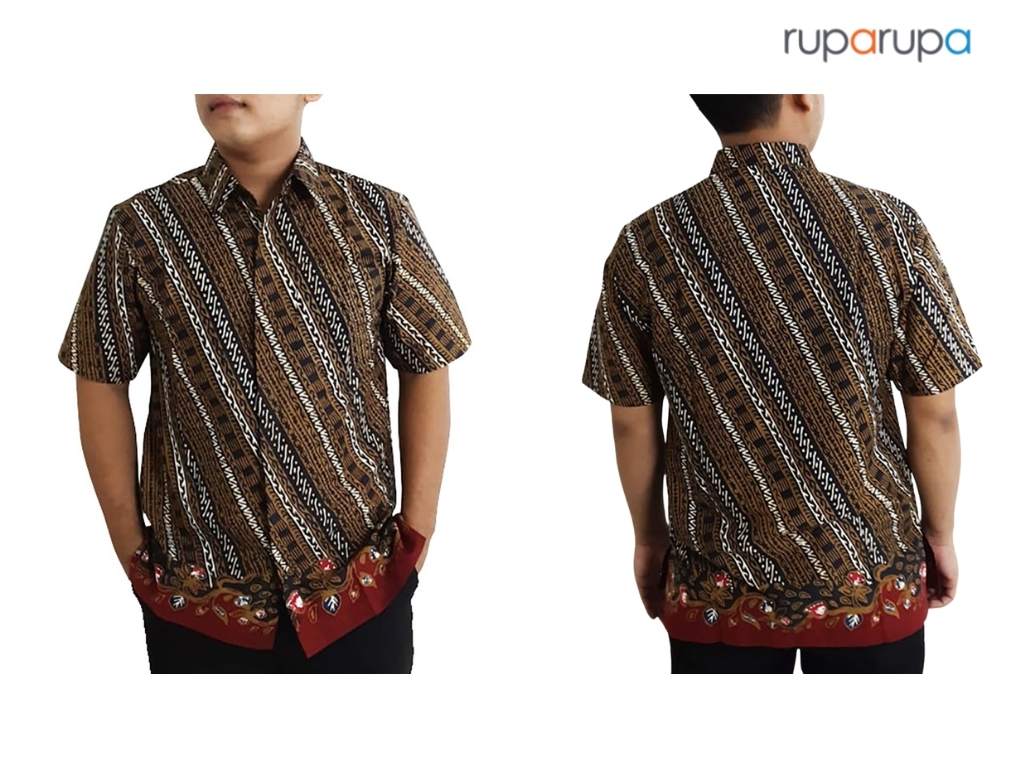rekomendasi batik pria Pendopo Kemeja Batik Cap Pria Motif Liris Suruh Slim Fit
