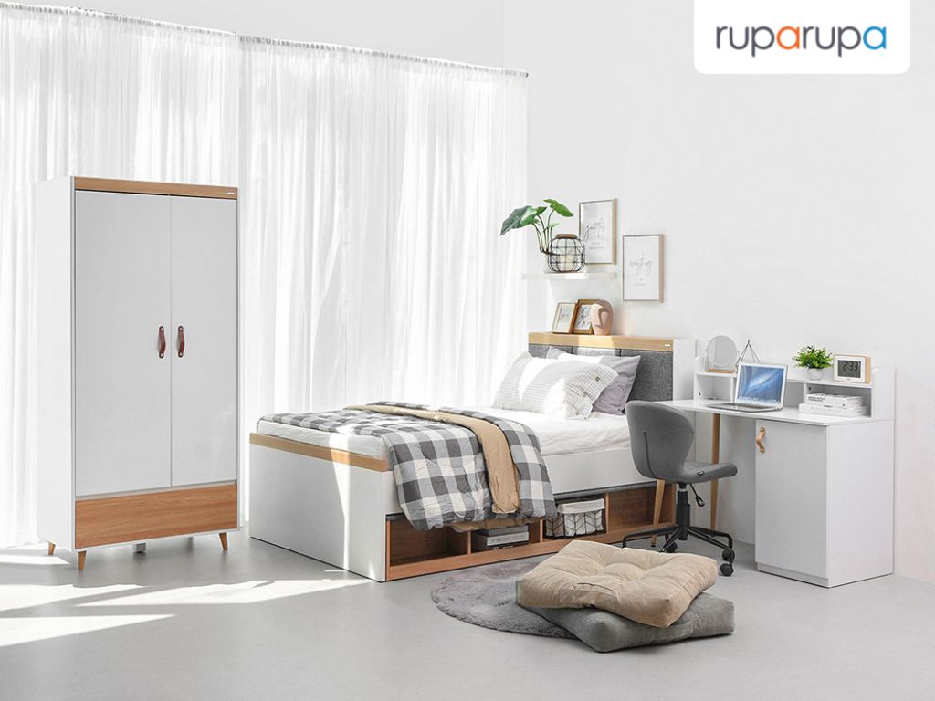 desain kamar tidur 2x2 serba putih