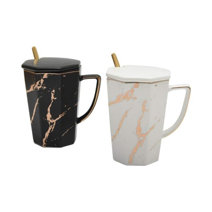 minuman hangat Appetite 360 Ml Sieben Set 2 Pcs Mug Dengan Sendok Marble