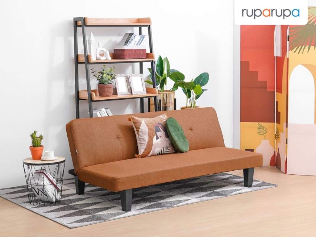 warna karpet Informa Oakland Sofa Tidur Fabric - Cokelat