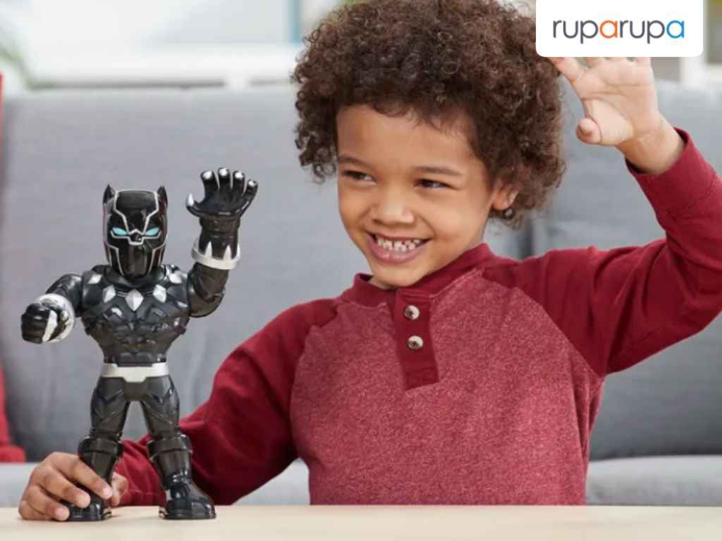 mainan anak laki-laki 2 tahun Marvel Hero Adv Mega Black Panther E4151