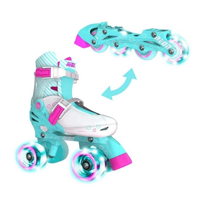 Neon-combo Skates Size 30-33 Teal Pnk