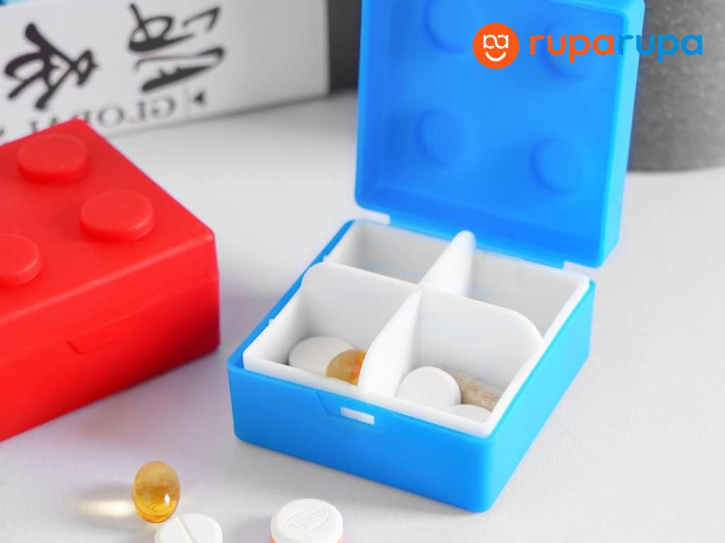 Ataru Kotak Obat 4 Kompartemen - Biru