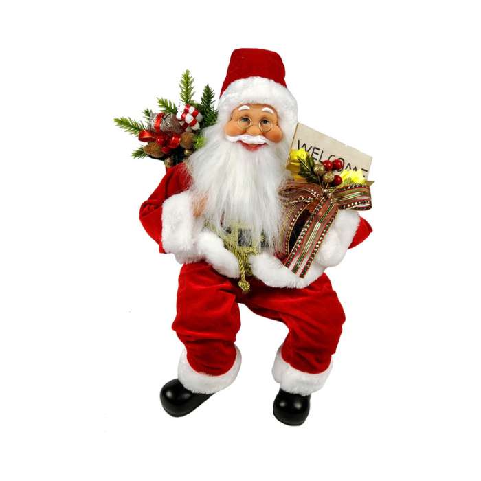 Noelle 40 Cm Dekorasi Natal Christmas Santa Sitting Traditional