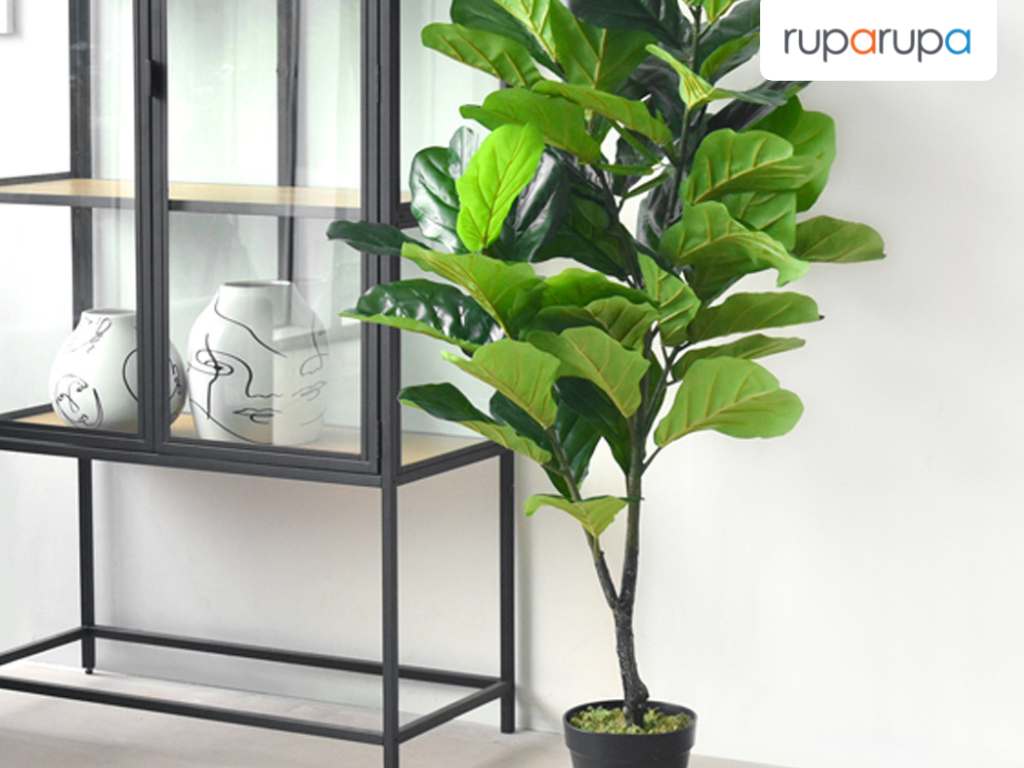 tanaman hias outdoor Tanaman Artifisial 120 Cm Fiddle Leaf Dengan Pot