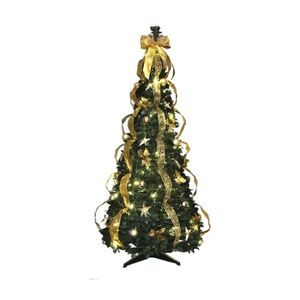 pohon natal dengan pita emas