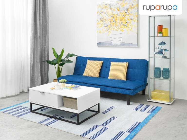 warna keberuntungan tahun kelinci air Informa Geneva Sofa Tidur Fabric - Biru