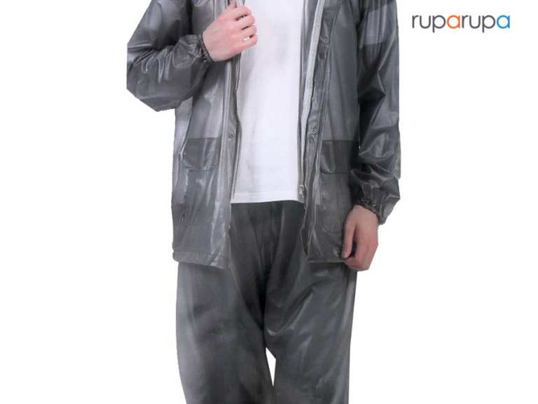 Otto Klasse Ukuran Xxl Jas Hujan Pvc Dengan Reflector - Abu-abu