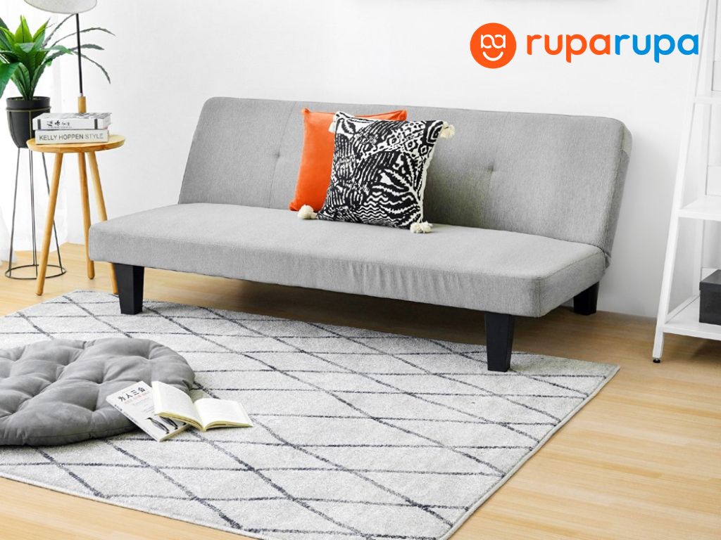 sofa tidur abu-abu