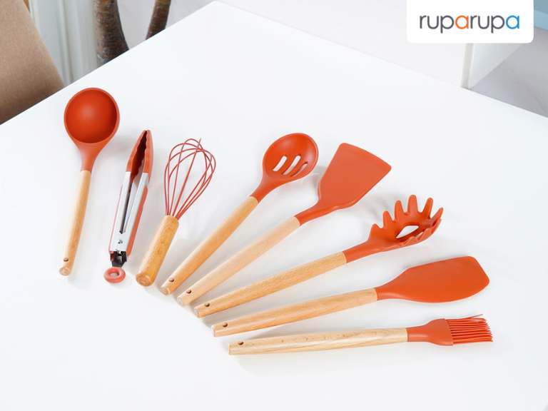 Ataru Set 9 Pcs Alat Masak Silikon - Merah