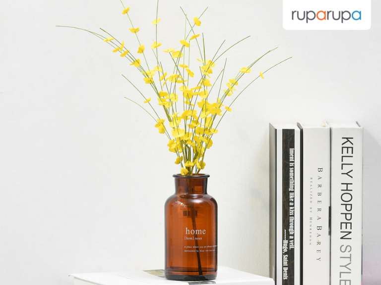 Bunga Artifisial 8x50 Cm Dengan Pot Botol Kaca G6 - Kuning