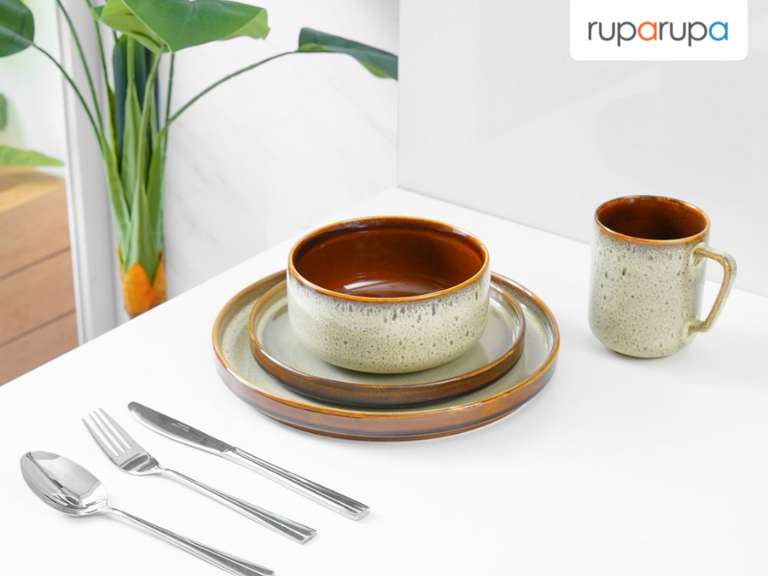 Delicia Set 16 Pcs Jaden Peralatan Makan - Cokelat