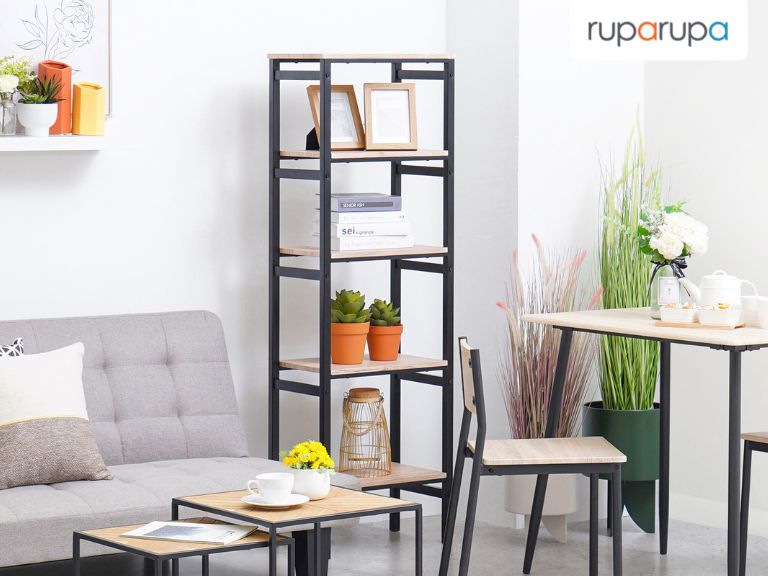 kombinasi warna abu-abu rak buku